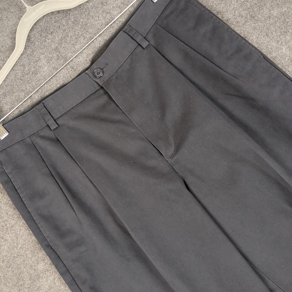 LL Bean Mens Classic Fit Pleated Chino Pants Dark Gray 35x30 Cotton